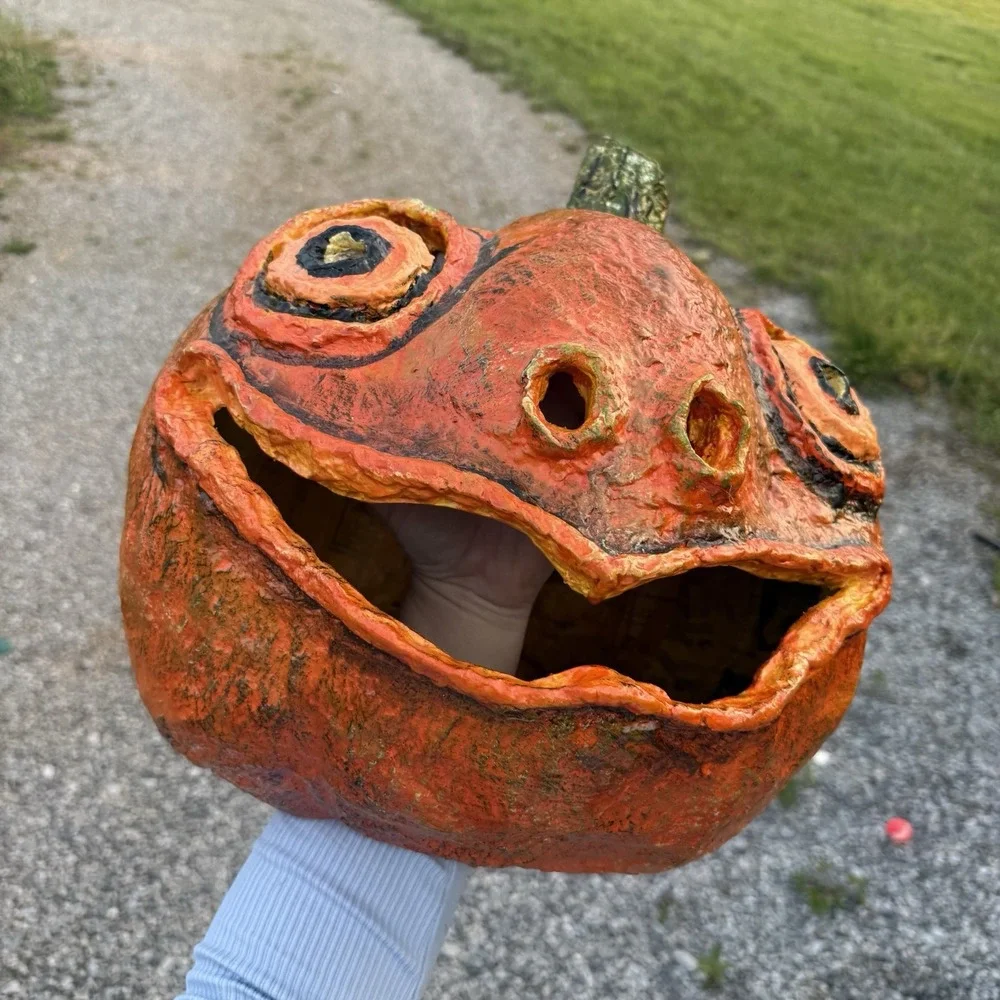 Large Halloween Paper Mache‎ Pulp Jack O Lantern Extra Large
